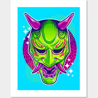 Neon Noh Hannya Posters and Art